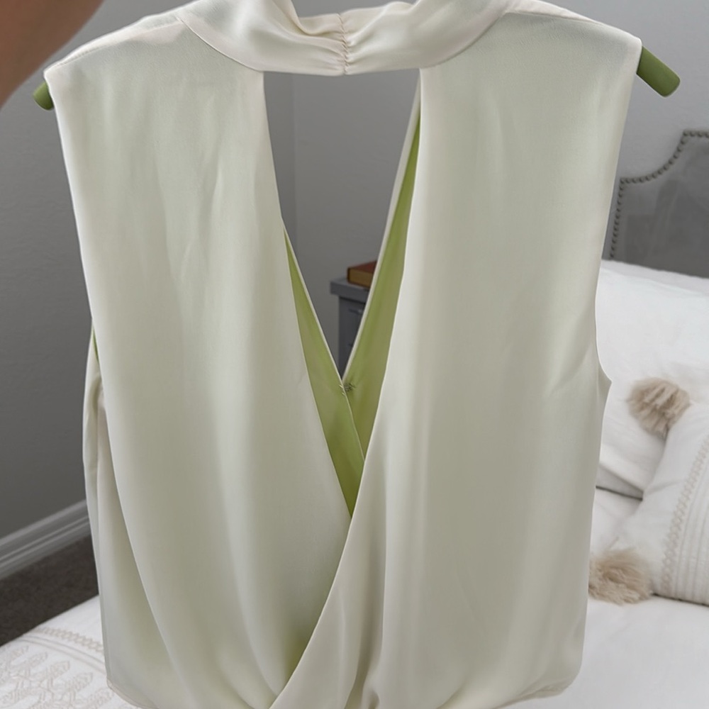 Deep V Both Back And Front Cream Top - image 2